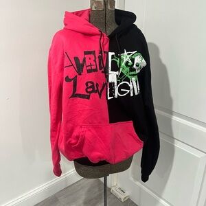 Avril Lavigne split color black and pink official 2024 tour hoodie